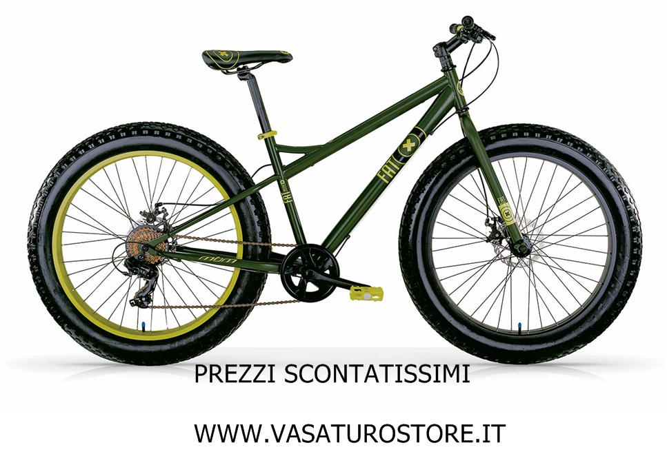 Bicicletta Fat Machine Mbm 26 Verde Bici FatBike Ciclo Fat Bike Shimano Sabbia Neve