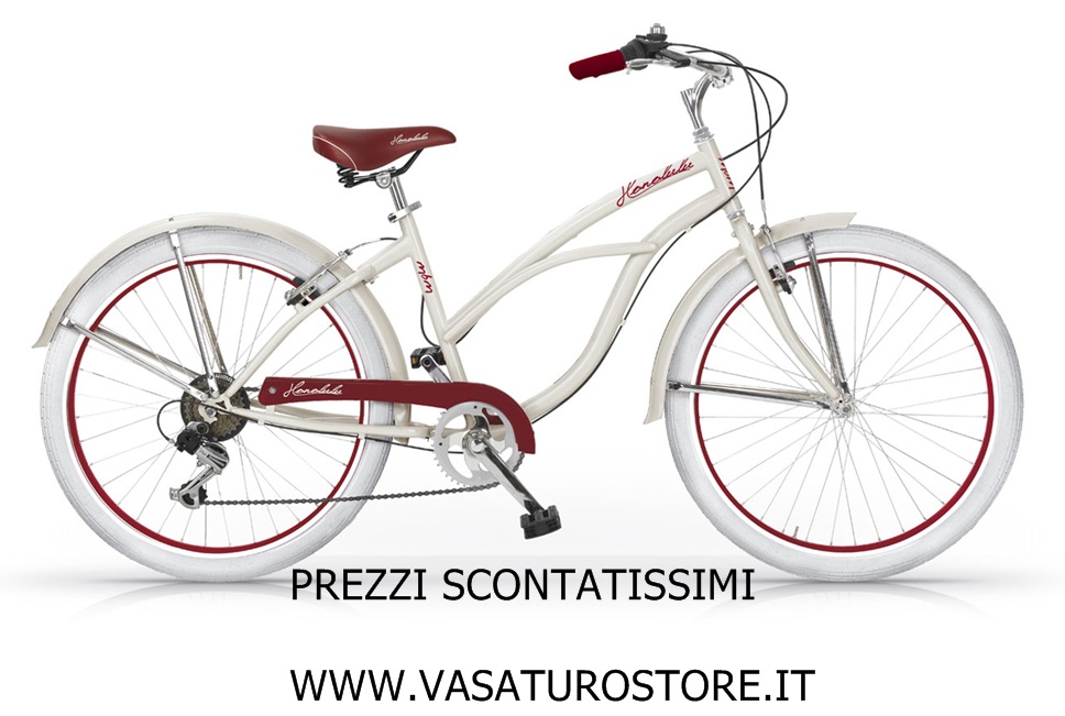 Bicicletta Cruiser Donna Honolulu Mbm 26 Avorio Bici City Bike Ciclo Cambio Shimano