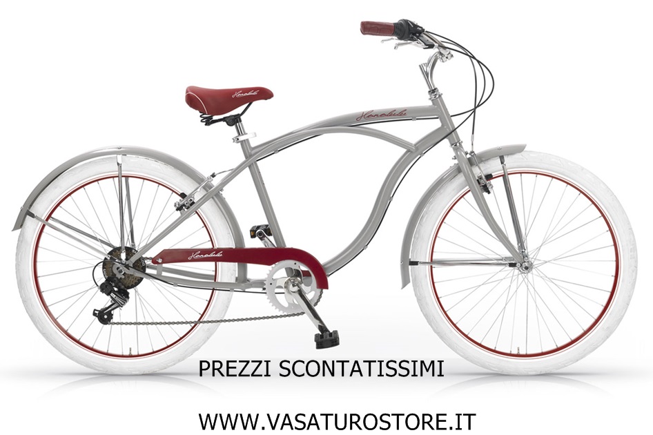 Bicicletta Cruiser Uomo Honolulu Mbm 26 Grigio Bici City Bike Ciclo Cambio Shimano